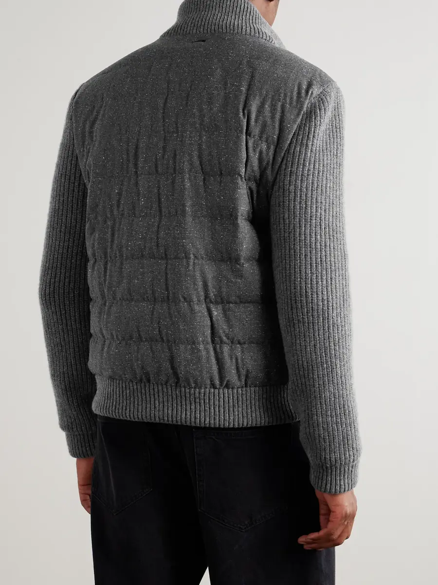 HERNO Quilted and Ribbed Wool-Blend Down Bomber Jacket - Men | Thumbnail 4