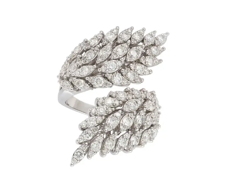 Wish Fine Jewelry 3.15ct Diamond 18K Gold Cluster Leaf Bypass Ring | Image 1 Wish Fine Jewelry 3.15ct Diamond 18K Gold Cluster Leaf Bypass Ring | Image 1