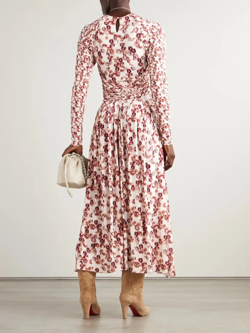 Isabel Marant Galina Asymmetric Gathered Draped Printed Stretch-jersey Maxi Dress | Thumbnail 3 Isabel Marant Galina Asymmetric Gathered Draped Printed Stretch-jersey Maxi Dress | Thumbnail 3