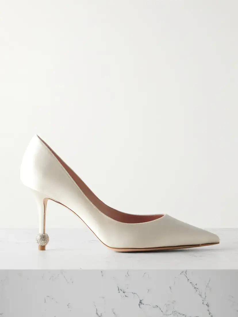 Roger Vivier Marlene 85 Crystal-embellished Satin Pumps | Image 1 Roger Vivier Marlene 85 Crystal-embellished Satin Pumps | Image 1