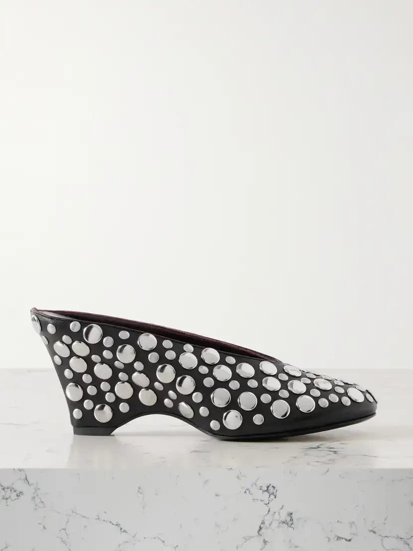 Cloak Studded Leather Mules