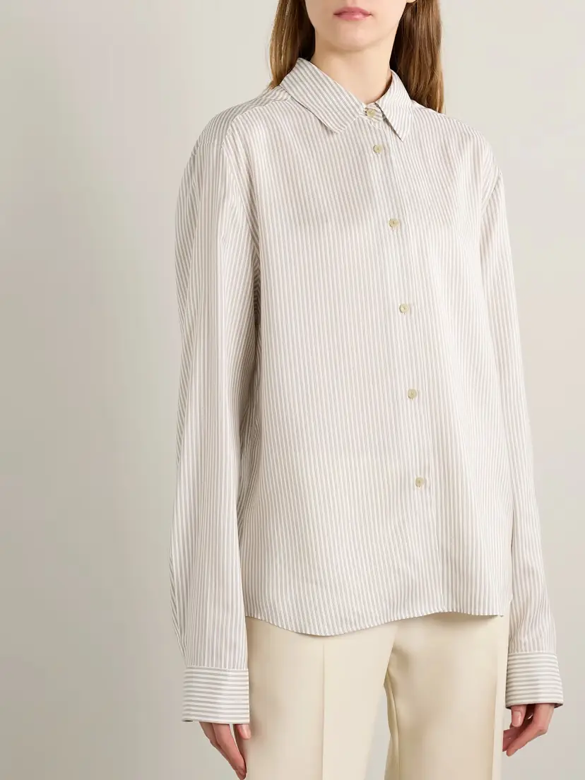 Khaite Argo Striped Silk Shirt | Thumbnail 3
