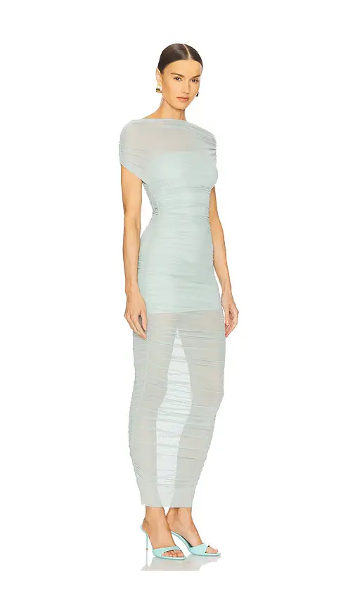 SEROYA Noel Off Shoulder Mesh Midi Dress | Thumbnail 2