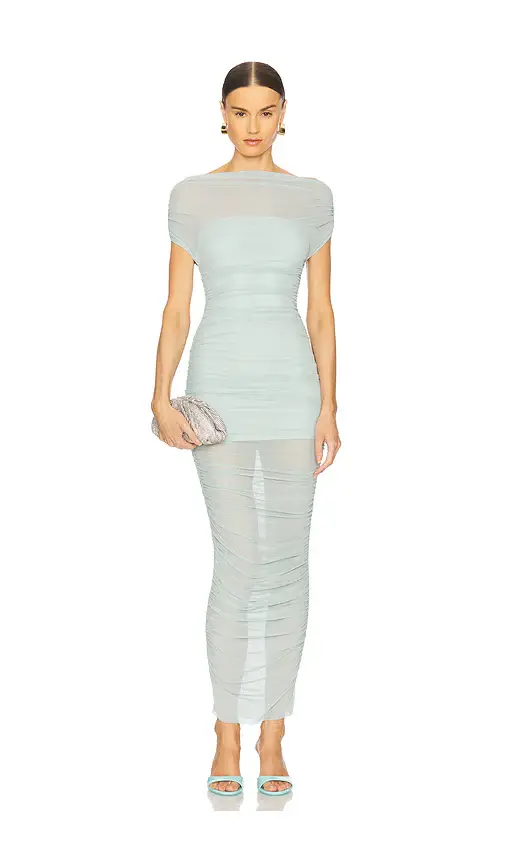 SEROYA Noel Off Shoulder Mesh Midi Dress