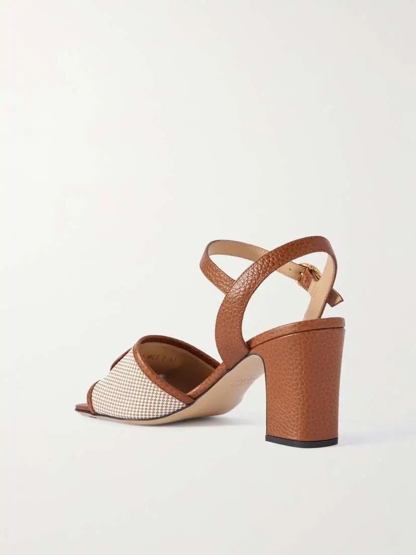 Valentino Garavani Vlogo 75 Textured-leather And Canvas Sandals | Thumbnail 3