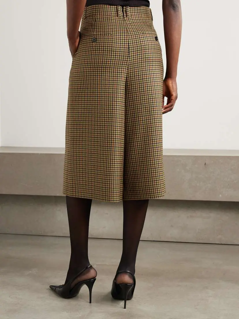 Saint Laurent Checked Wool Wide-leg Culottes | Thumbnail 3