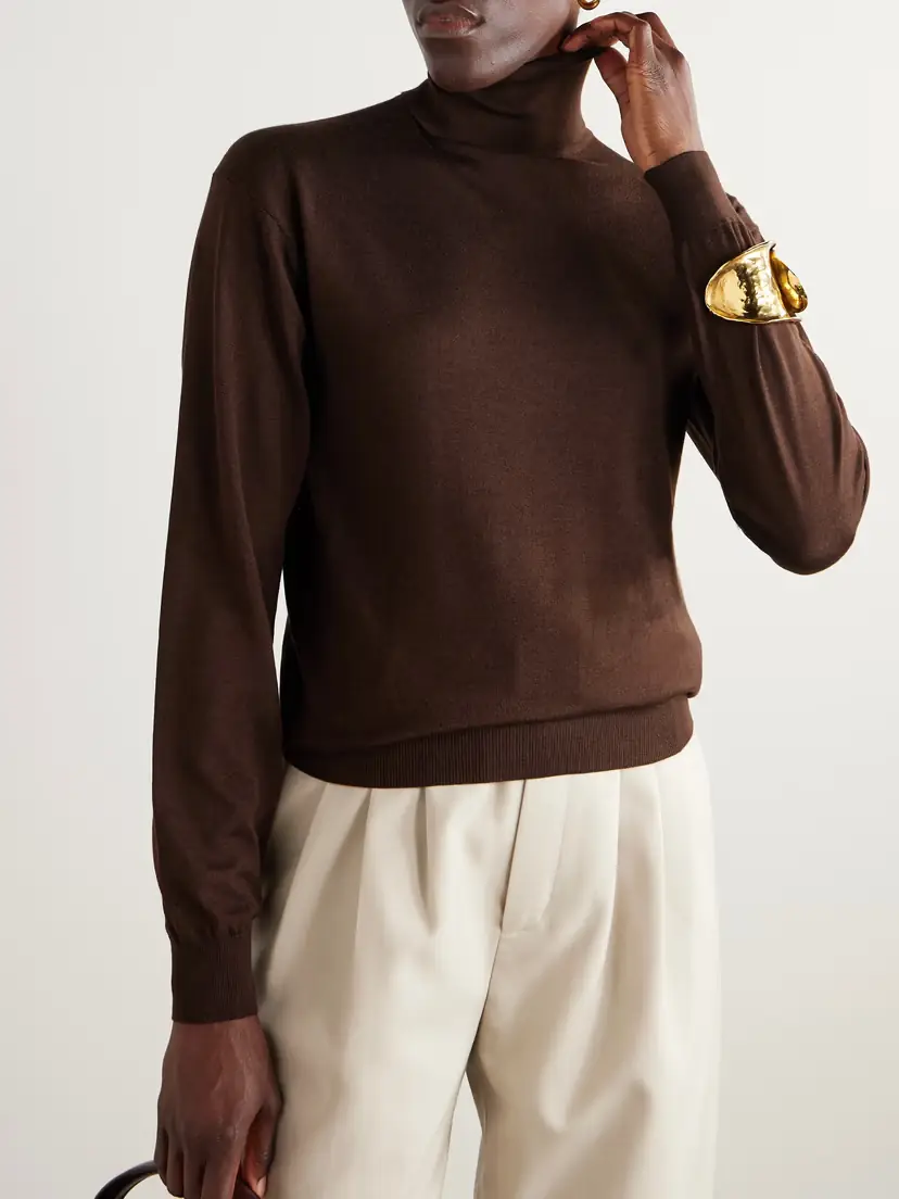 Saint Laurent Wool, Cashmere And Silk-blend Turtleneck Sweater | Thumbnail 3