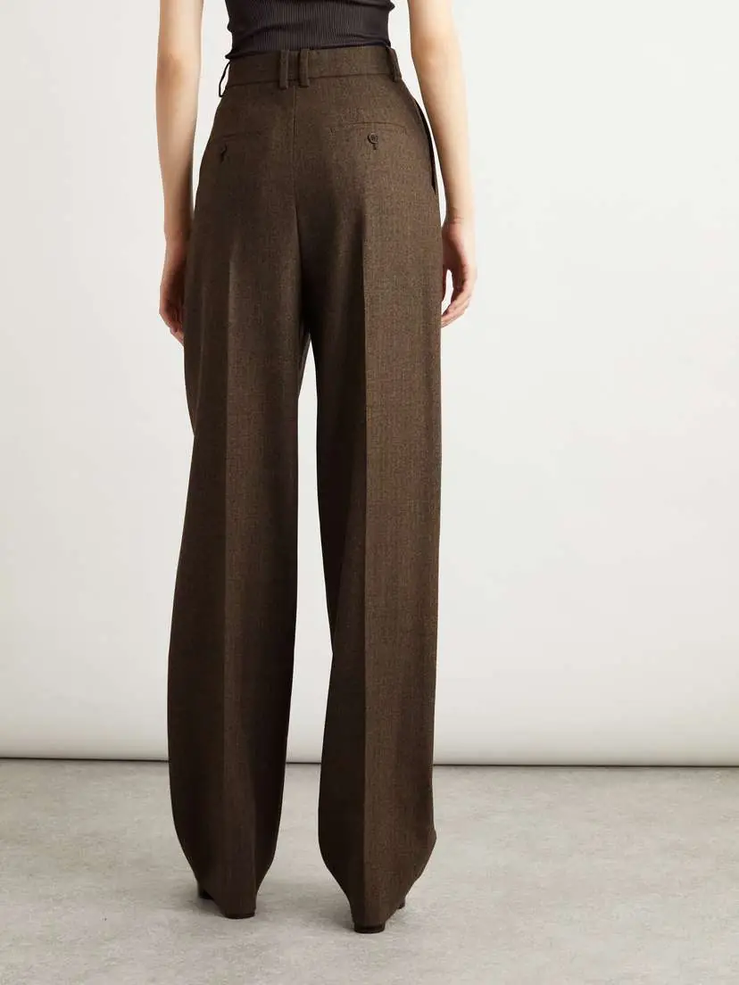 Saint Laurent Pleated Herringbone Wool Wide-leg Pants | Thumbnail 4