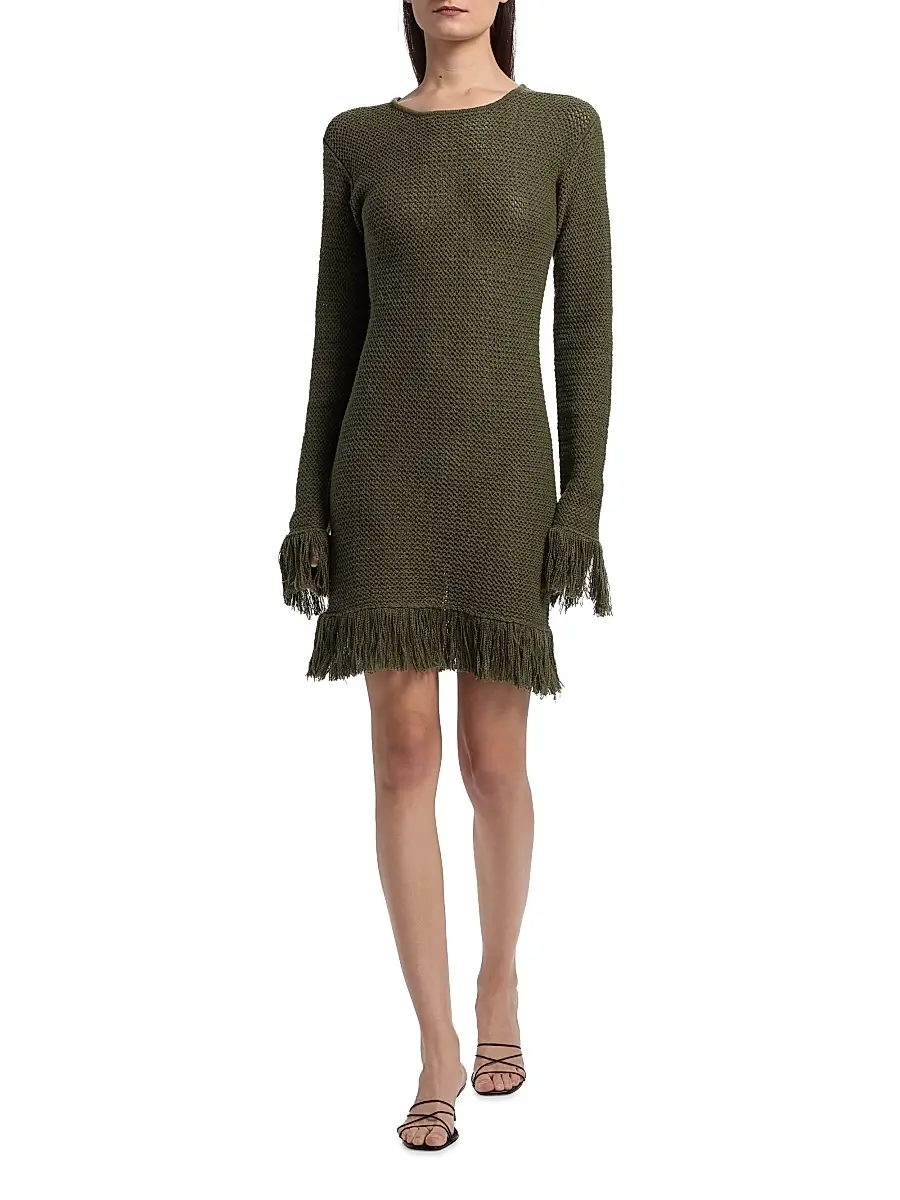 The Elder Statesman Women's Nora Lite Fringe Knit Minidress | Thumbnail 2 The Elder Statesman Women's Nora Lite Fringe Knit Minidress | Thumbnail 2