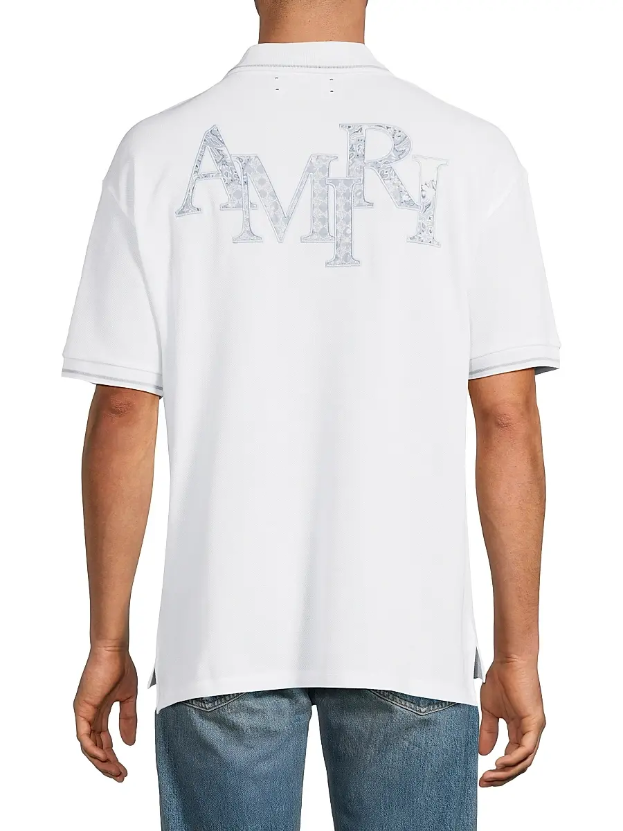 AMIRI Men's Staggered Logo Cotton Polo Shirt | Thumbnail 5 AMIRI Men's Staggered Logo Cotton Polo Shirt | Thumbnail 5