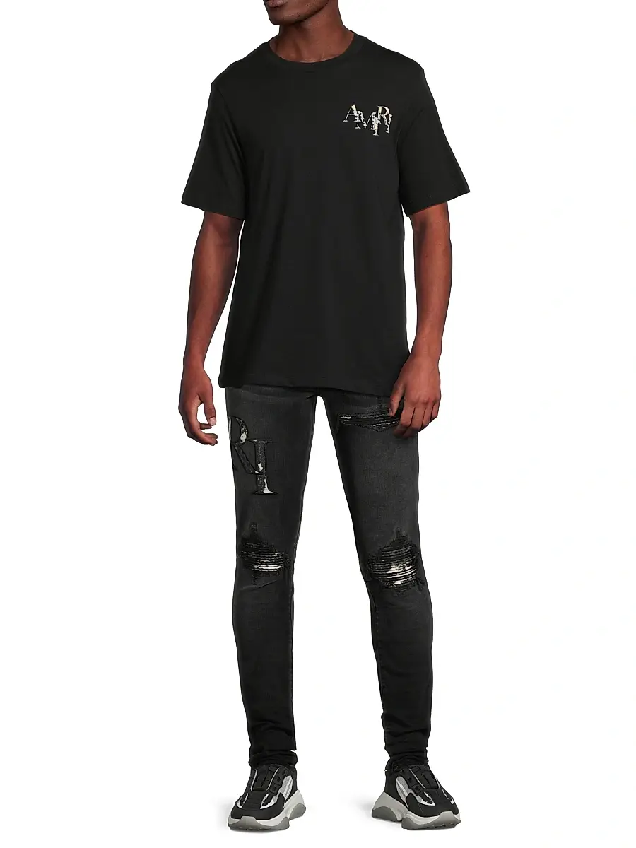 AMIRI Men's Staggered Logo Cotton T-Shirt | Thumbnail 2 AMIRI Men's Staggered Logo Cotton T-Shirt | Thumbnail 2