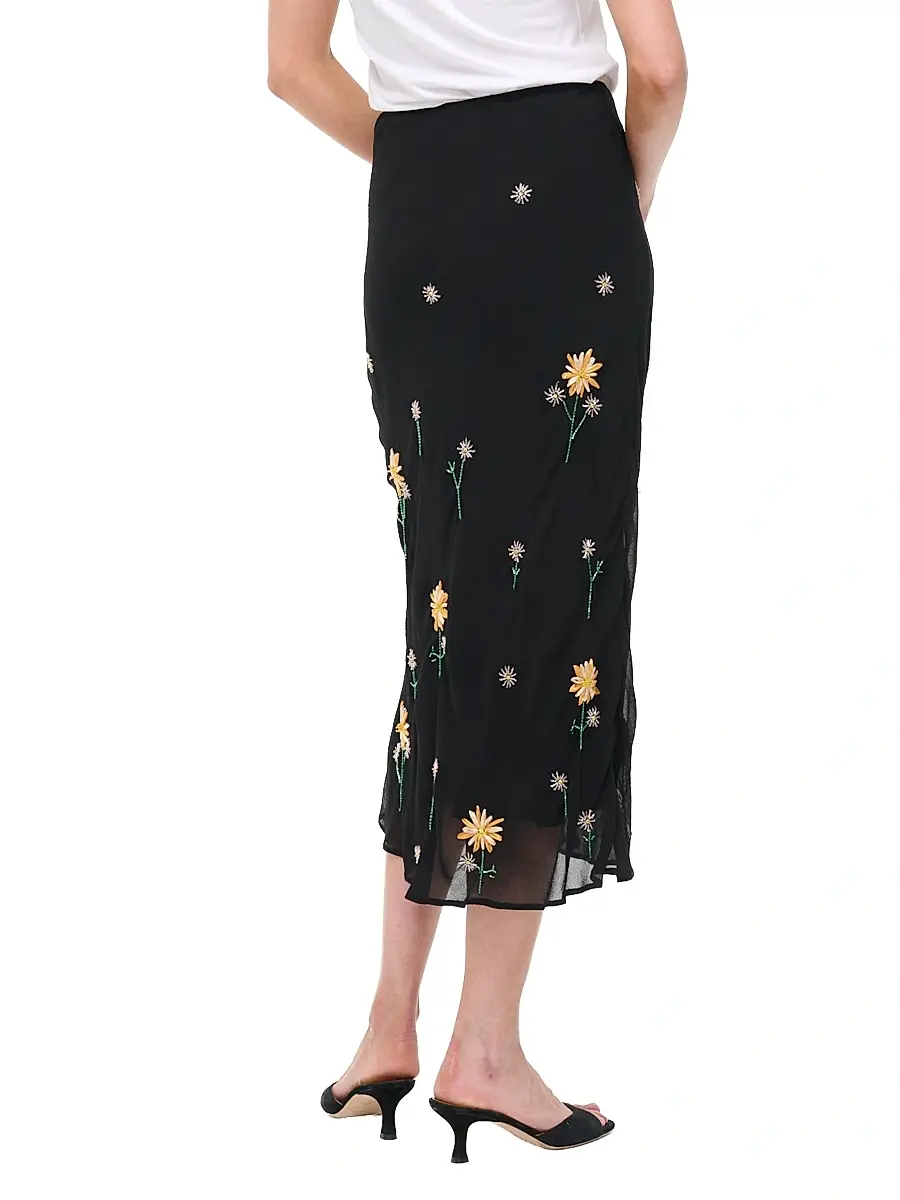 Staud Women's Angela Floral-Embellished Midi-Skirt | Thumbnail 5 Staud Women's Angela Floral-Embellished Midi-Skirt | Thumbnail 5