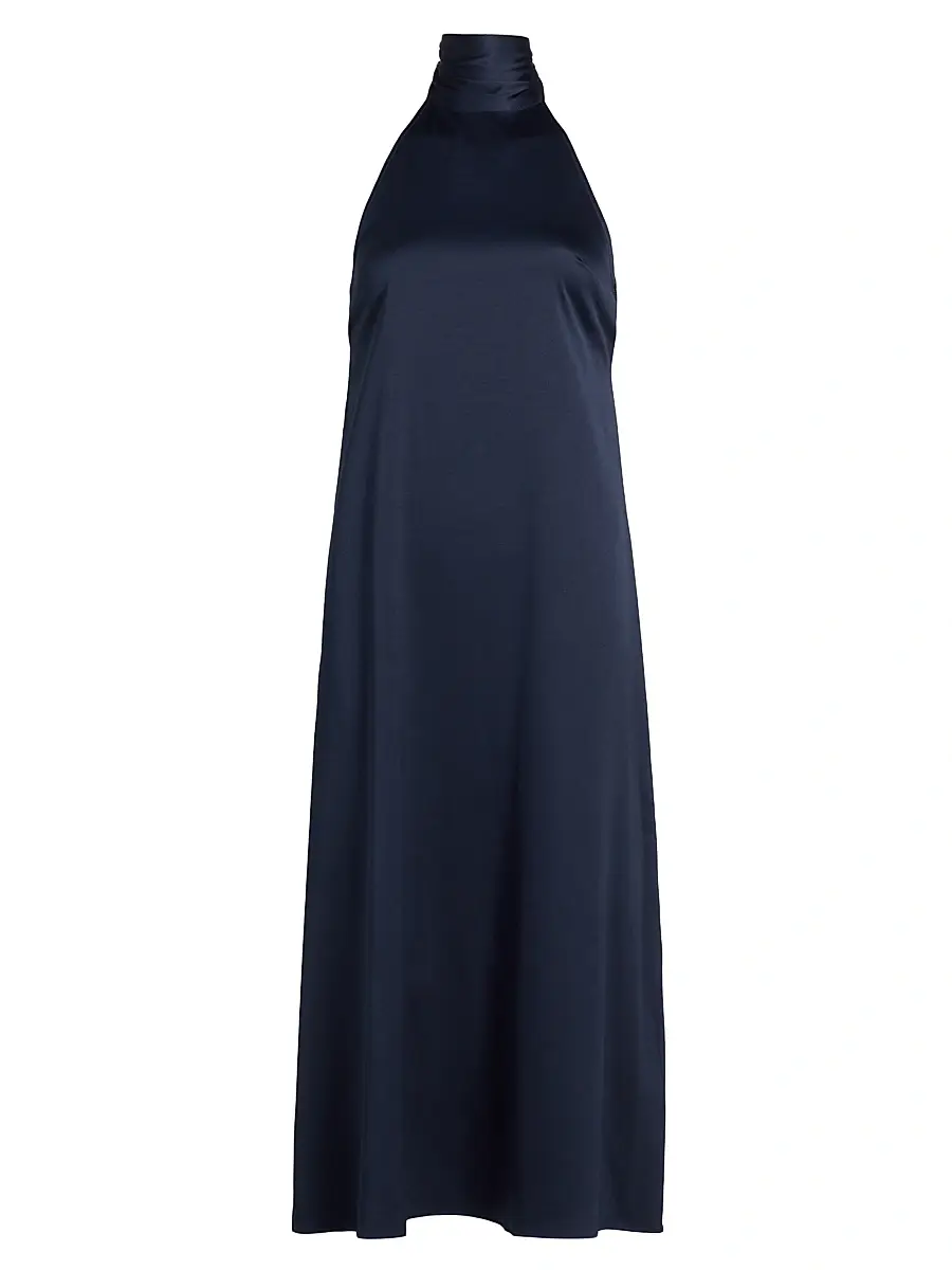 AZEEZA Women's Meera Satin Midi-Dress - Navy - Size Large | Image 1 AZEEZA Women's Meera Satin Midi-Dress - Navy - Size Large | Image 1