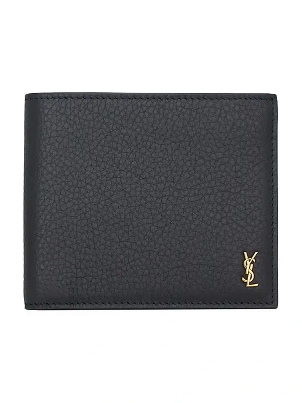 Men's Tiny Cassandre East-West Wallet in Grained Leather - Midnight Blue