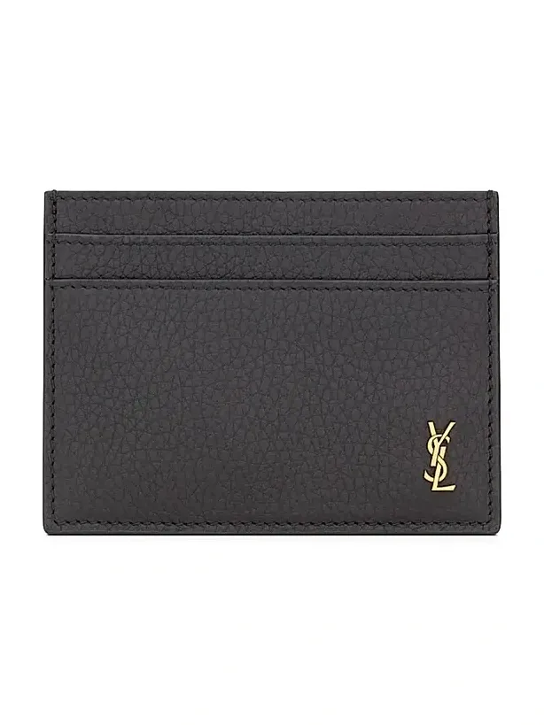 Saint Laurent Men's Tiny Cassandre Card Case in Grained Leather - Midnight Blue