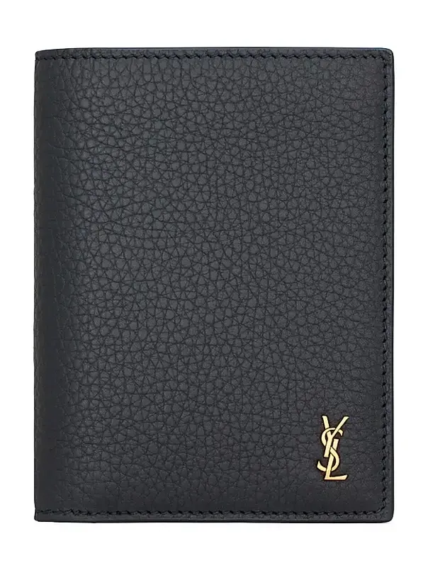 Men's Tiny Cassandre Credit Card Wallet in Grained Leather - Midnight Blue Men's Tiny Cassandre Credit Card Wallet in Grained Leather - Midnight Blue