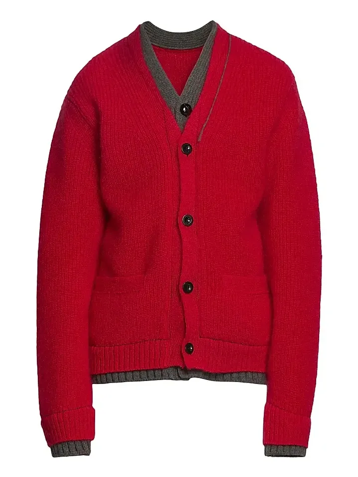 Men's Contrast-Trim Mohair-Blend Cardigan Men's Contrast-Trim Mohair-Blend Cardigan