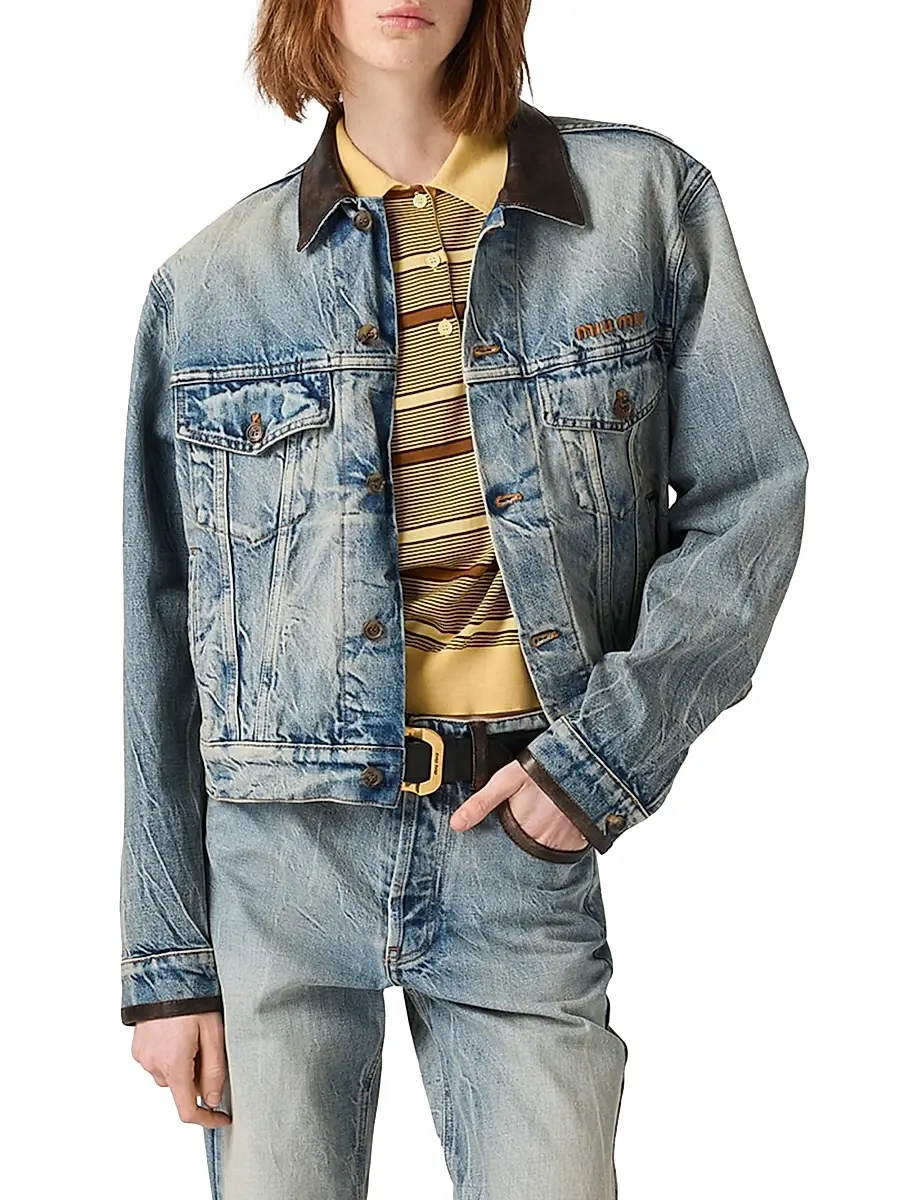 Miu Miu Women's Denim Blouson Jacket - Blue | Thumbnail 2 Miu Miu Women's Denim Blouson Jacket - Blue | Thumbnail 2