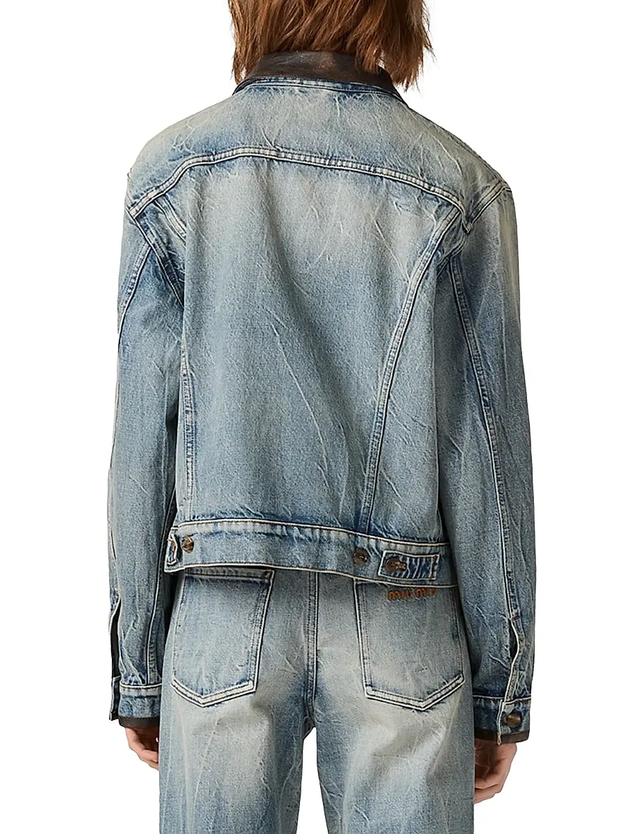 Miu Miu Women's Denim Blouson Jacket - Blue | Thumbnail 3 Miu Miu Women's Denim Blouson Jacket - Blue | Thumbnail 3