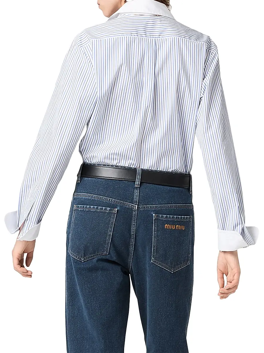 Miu Miu Women's Striped Poplin Shirt | Thumbnail 3