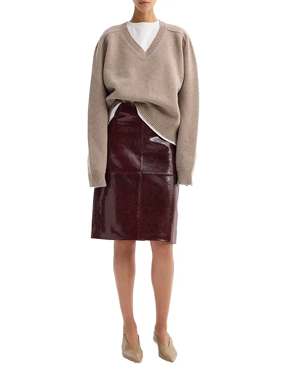 Róhe Women's Snake-Embossed Leather Pencil Skirt - Burgundy Snake | Thumbnail 2 Róhe Women's Snake-Embossed Leather Pencil Skirt - Burgundy Snake | Thumbnail 2