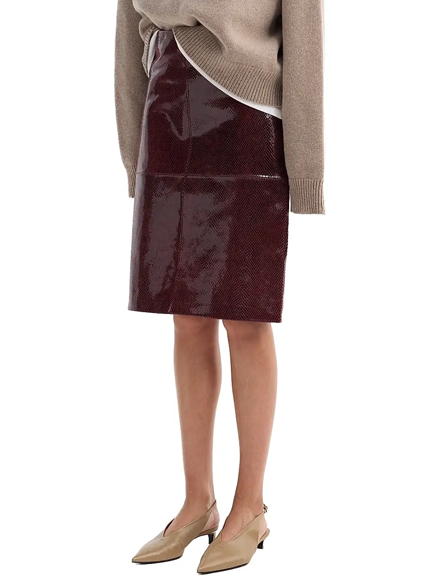Róhe Women's Snake-Embossed Leather Pencil Skirt - Burgundy Snake | Thumbnail 4 Róhe Women's Snake-Embossed Leather Pencil Skirt - Burgundy Snake | Thumbnail 4