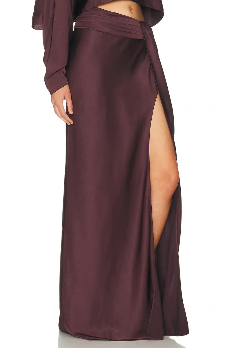 Lapointe Lightweight Satin Asymmetric Maxi Skirt | Thumbnail 2 Lapointe Lightweight Satin Asymmetric Maxi Skirt | Thumbnail 2