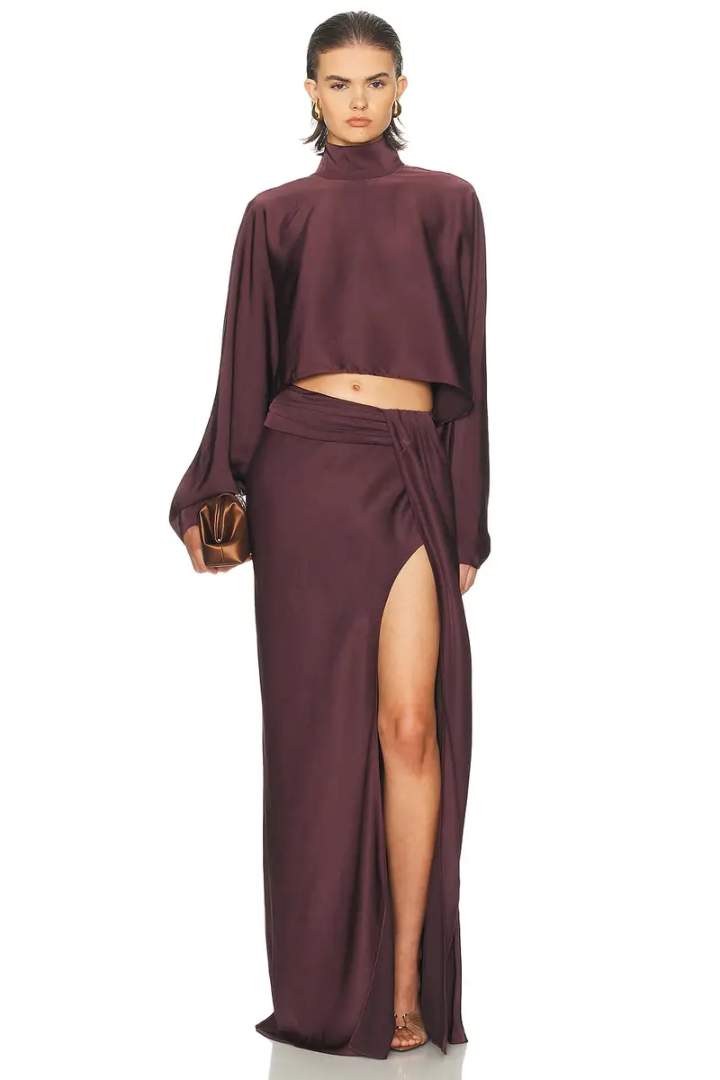Lapointe Lightweight Satin Asymmetric Maxi Skirt | Thumbnail 5 Lapointe Lightweight Satin Asymmetric Maxi Skirt | Thumbnail 5