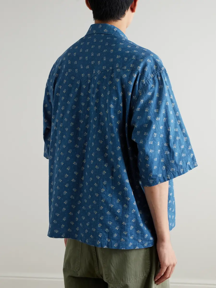 KAPITAL Camp-Collar Cotton-Dobby Shirt - Men | Thumbnail 4 KAPITAL Camp-Collar Cotton-Dobby Shirt - Men | Thumbnail 4