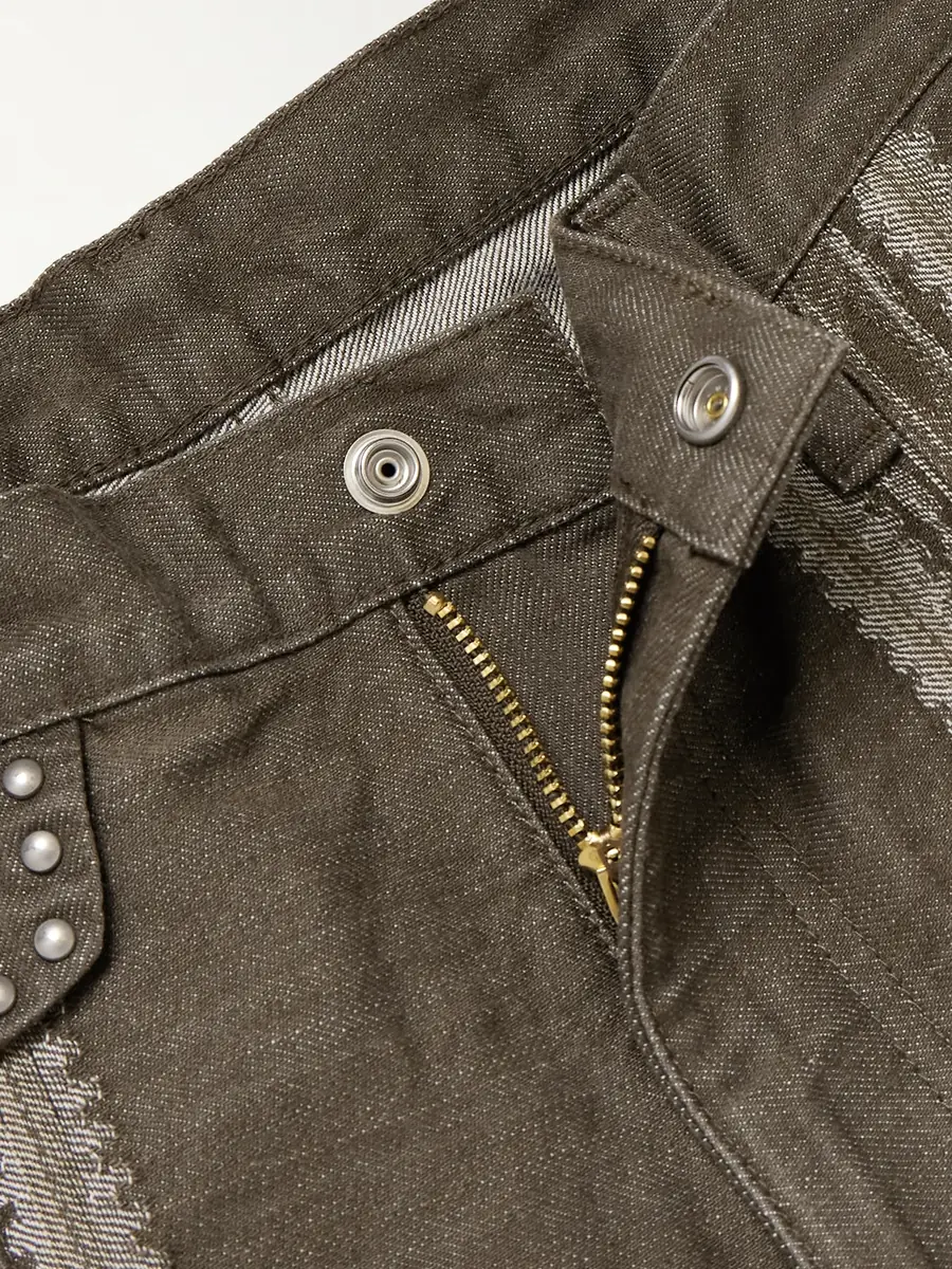 KAPITAL Wide-Leg Studded Jacquard Jeans - Men | Thumbnail 6 KAPITAL Wide-Leg Studded Jacquard Jeans - Men | Thumbnail 6