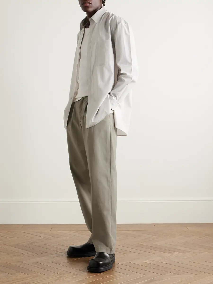 AGOLDE Slater Straight-Leg Pleated Cotton-Twill Trousers - Men | Thumbnail 2