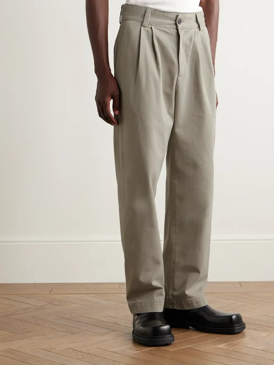 AGOLDE Slater Straight-Leg Pleated Cotton-Twill Trousers - Men | Thumbnail 3