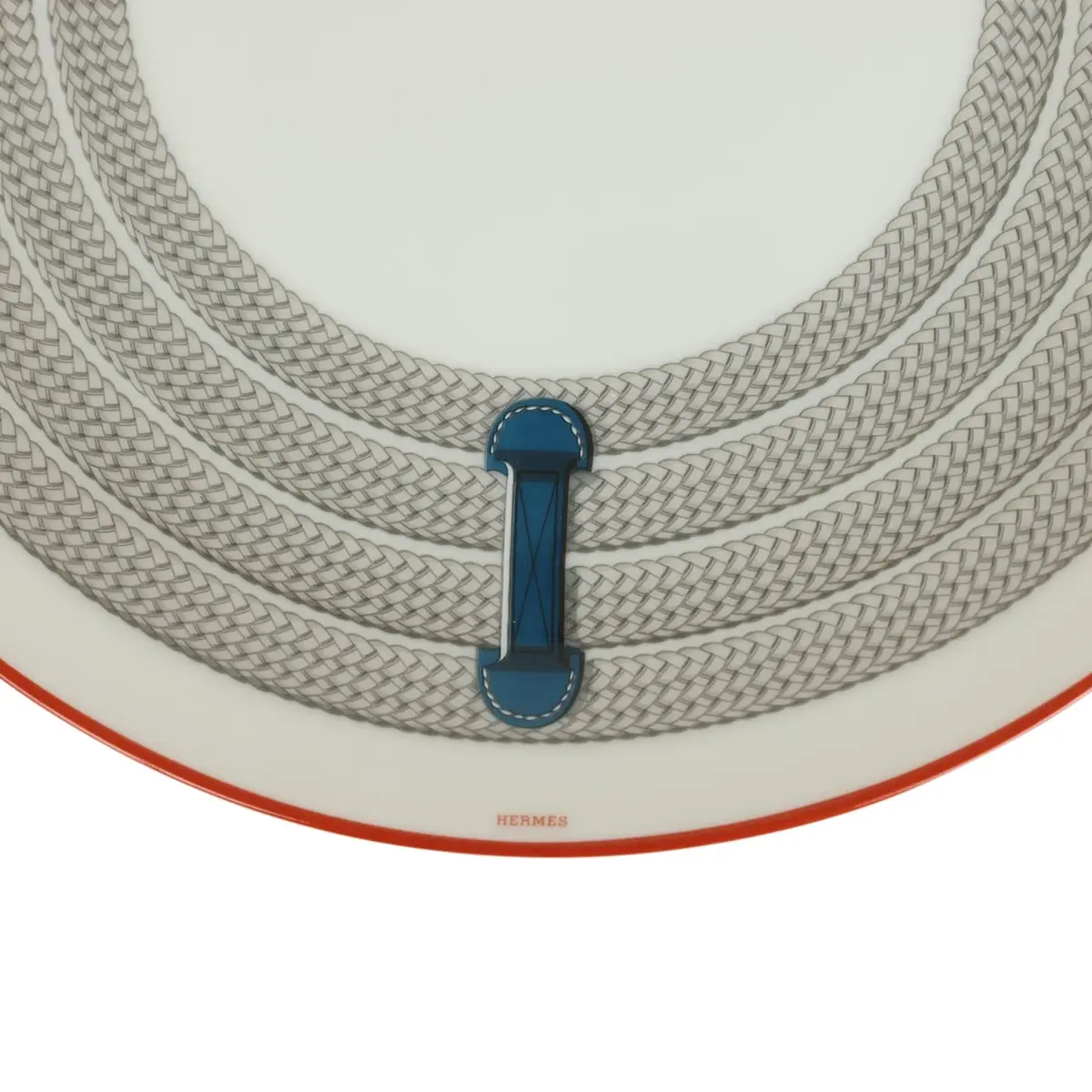 HERMÈS Hermes "Tressages Equestres" Orange, White and Blue Porcelain Dessert Plate Set of 2 | Thumbnail 4 HERMÈS Hermes "Tressages Equestres" Orange, White and Blue Porcelain Dessert Plate Set of 2 | Thumbnail 4