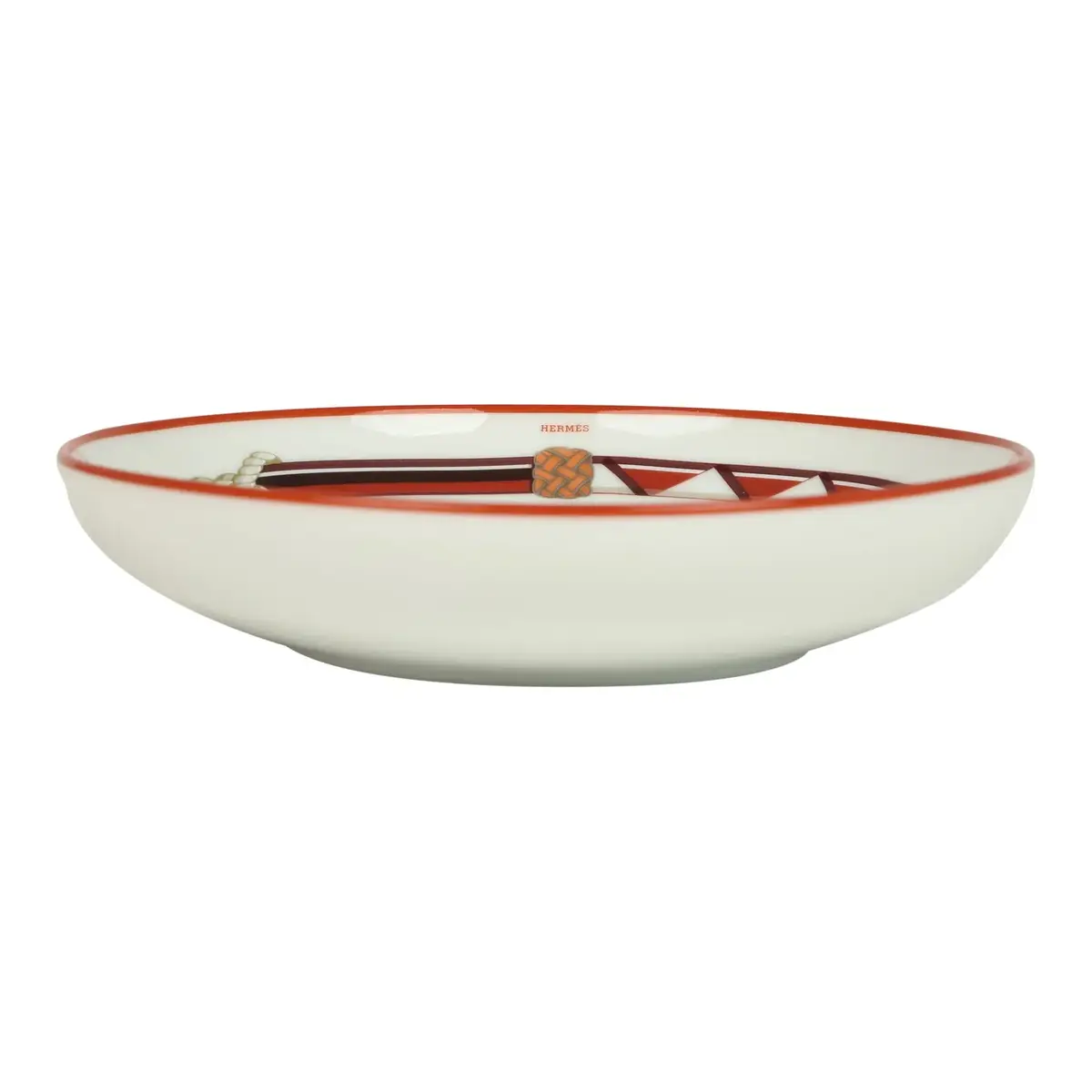 HERMÈS Hermes Medium "Tressages Equestres" Orange, White and Blue Porcelain Hollow Plate Set of 2 | Thumbnail 3 HERMÈS Hermes Medium "Tressages Equestres" Orange, White and Blue Porcelain Hollow Plate Set of 2 | Thumbnail 3