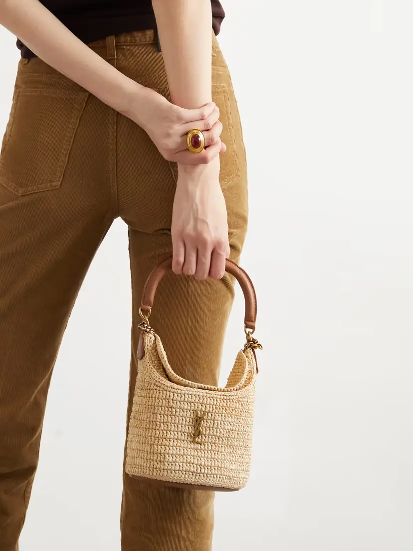 Saint Laurent Gaby Leather-trimmed Raffia Bucket Bag | Thumbnail 2 Saint Laurent Gaby Leather-trimmed Raffia Bucket Bag | Thumbnail 2