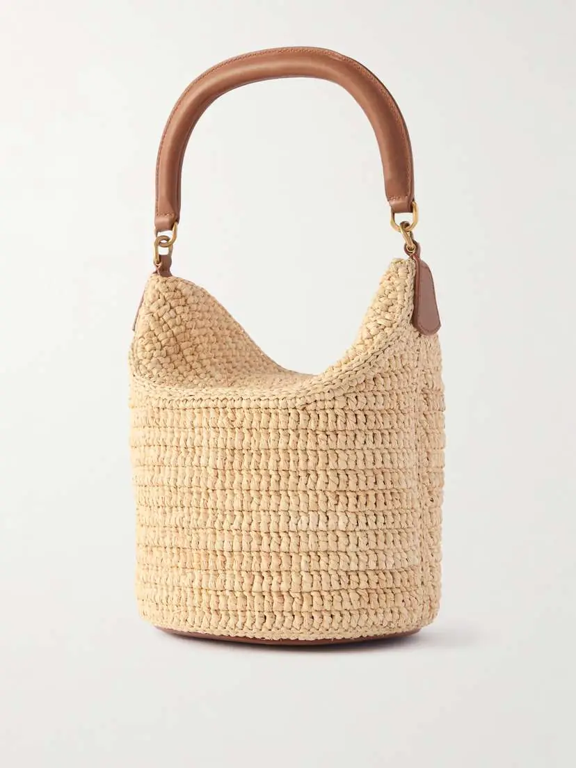 Saint Laurent Gaby Leather-trimmed Raffia Bucket Bag | Thumbnail 3 Saint Laurent Gaby Leather-trimmed Raffia Bucket Bag | Thumbnail 3