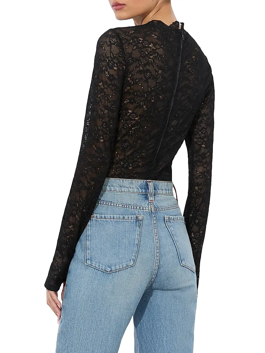 Alice + Olivia Women's Taeyn Lace Crewneck Bodysuit | Thumbnail 5 Alice + Olivia Women's Taeyn Lace Crewneck Bodysuit | Thumbnail 5