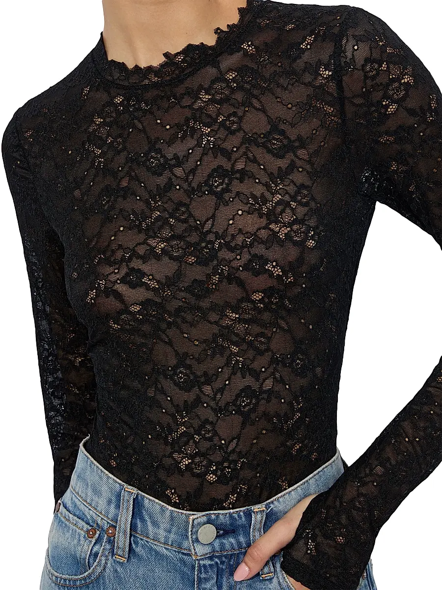 Alice + Olivia Women's Taeyn Lace Crewneck Bodysuit | Thumbnail 6 Alice + Olivia Women's Taeyn Lace Crewneck Bodysuit | Thumbnail 6