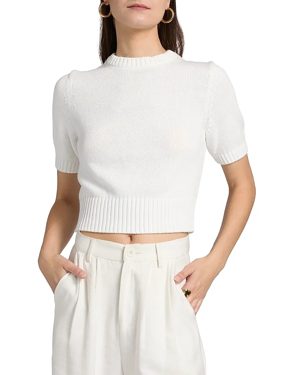 Toccin Women's Elsie Short-Sleeve Cotton Sweater | Thumbnail 3 Toccin Women's Elsie Short-Sleeve Cotton Sweater | Thumbnail 3