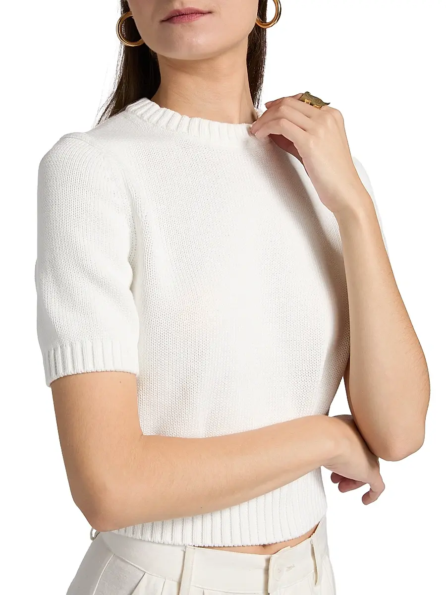 Toccin Women's Elsie Short-Sleeve Cotton Sweater | Thumbnail 6 Toccin Women's Elsie Short-Sleeve Cotton Sweater | Thumbnail 6