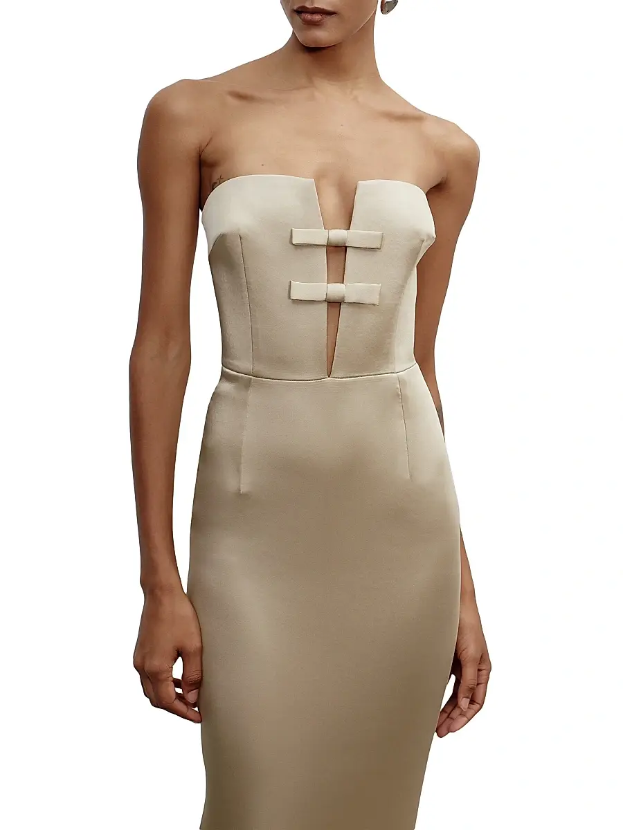 The New Arrivals Ilkyaz Ozel Women's Noa Strapless Column Gown - Ivory Eurphoria | Thumbnail 4 The New Arrivals Ilkyaz Ozel Women's Noa Strapless Column Gown - Ivory Eurphoria | Thumbnail 4