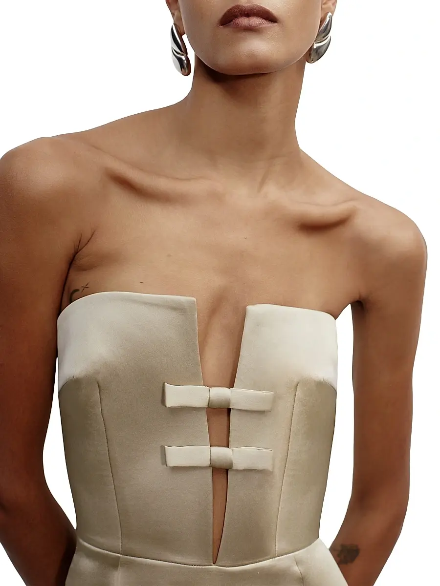 The New Arrivals Ilkyaz Ozel Women's Noa Strapless Column Gown - Ivory Eurphoria | Thumbnail 5 The New Arrivals Ilkyaz Ozel Women's Noa Strapless Column Gown - Ivory Eurphoria | Thumbnail 5