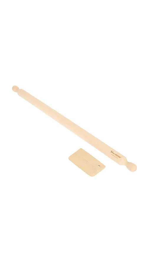 Verve Culture Beechwood Long Rolling Pin & Pasta Scraper | Image 1 Verve Culture Beechwood Long Rolling Pin & Pasta Scraper | Image 1