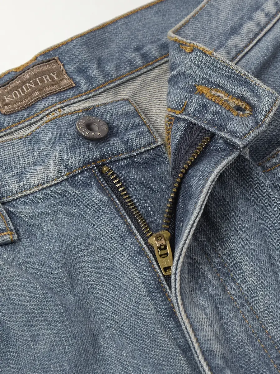 KAPITAL Straight-Leg Leather-Trimmed Embellished Denim Shorts - Men | Thumbnail 5