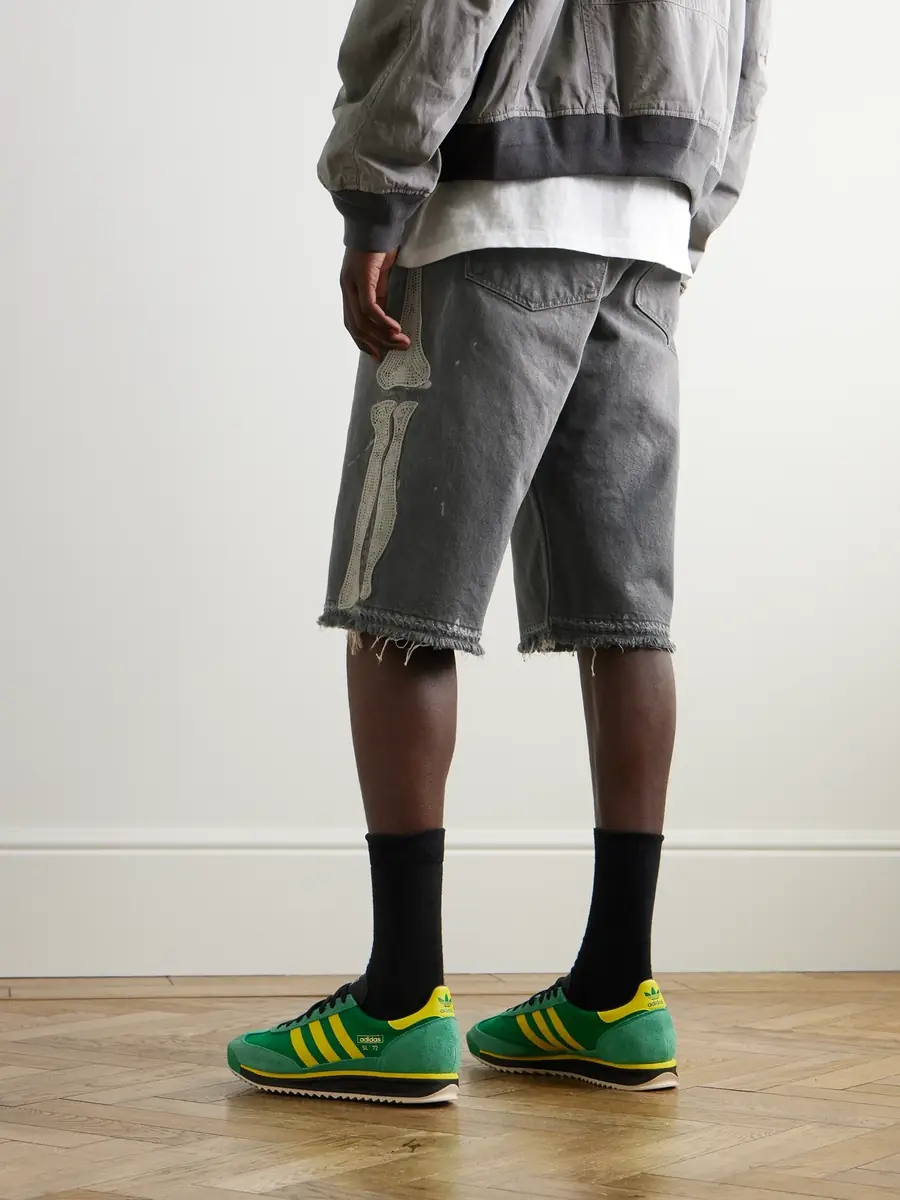 KAPITAL Wide-Leg Appliquéd Distressed Denim Shorts - Men | Thumbnail 3 KAPITAL Wide-Leg Appliquéd Distressed Denim Shorts - Men | Thumbnail 3