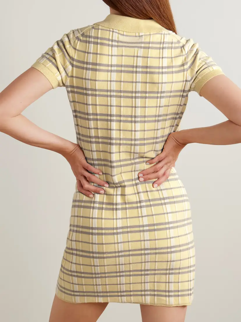 Guest In Residence Checked Ribbed Silk-blend Mini Dress | Thumbnail 3