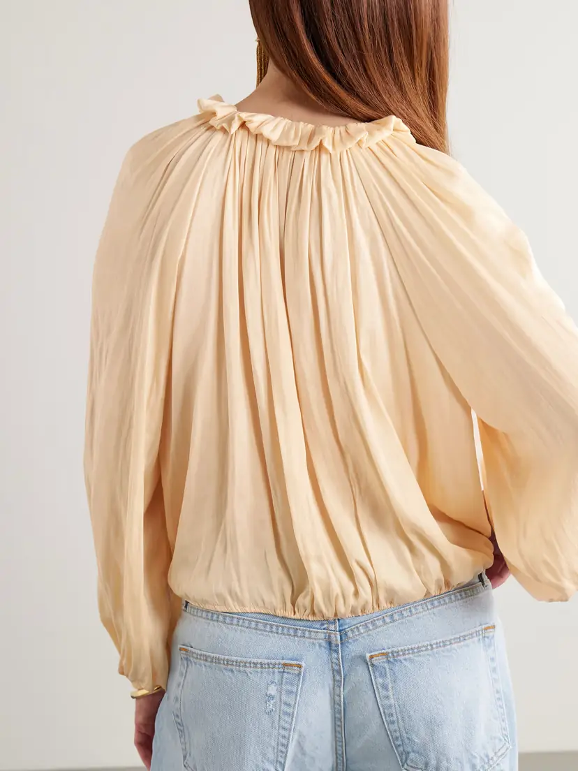 Ulla Johnson Laurette Gathered Washed-satin Blouse | Thumbnail 4