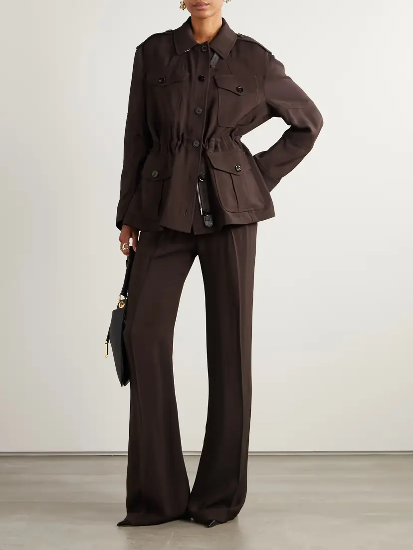 Tom Ford Leather-trimmed Twill Jacket | Thumbnail 2 Tom Ford Leather-trimmed Twill Jacket | Thumbnail 2
