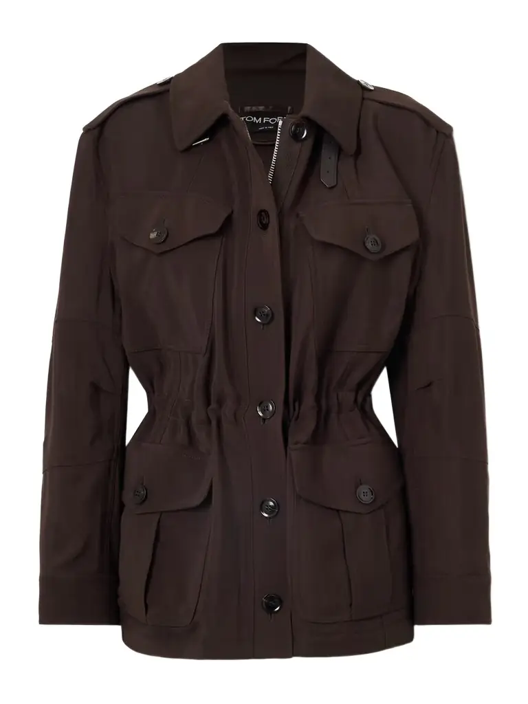 Tom Ford Leather-trimmed Twill Jacket | Thumbnail 1 Tom Ford Leather-trimmed Twill Jacket | Thumbnail 1
