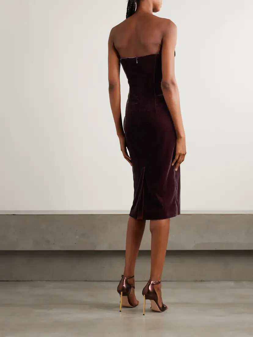 Tom Ford Strapless Velvet Midi Dress | Thumbnail 3